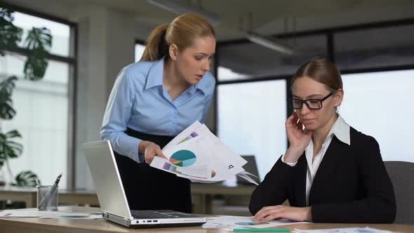 Furious Boss Scolding Incompetent Woman for Bad Results in Financial Report