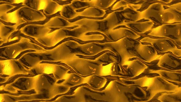Grunge Gold Metal Surface Waves Background