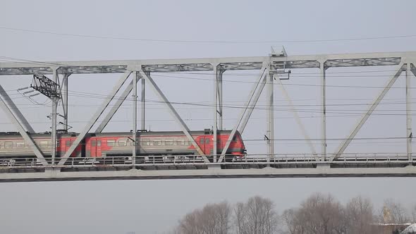 Train Passing Railroad Bridge