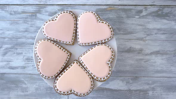 Plate with Heart Shaped Cookies