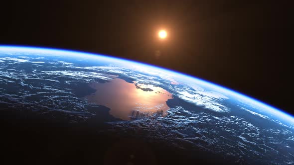 Sun Above Blue Planet Earth alt