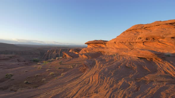 The canyon rocks seen at sunset