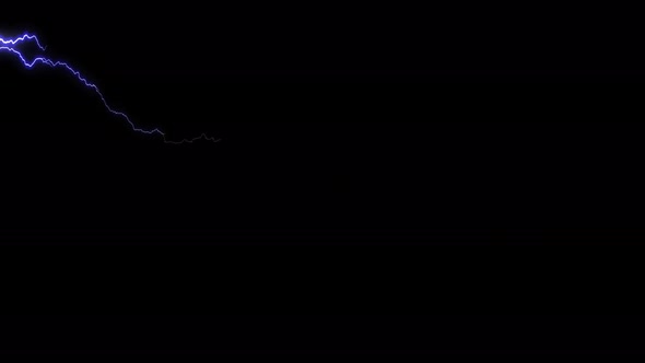 Blue Lightning Thunder on black background.