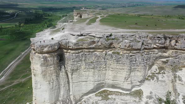 Aerial view of rocky mountain White Rock or Ak-Kaya (Belaya Skala), Crimea
