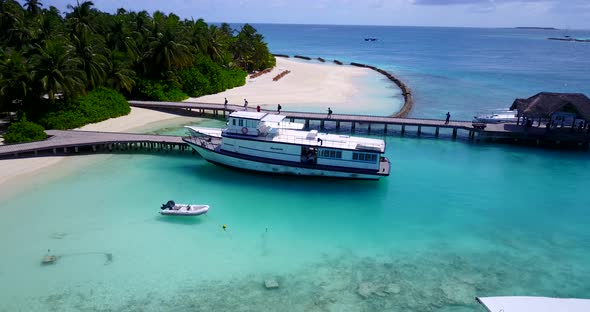 Luxury birds eye abstract shot of a white sand paradise beach and aqua blue ocean background