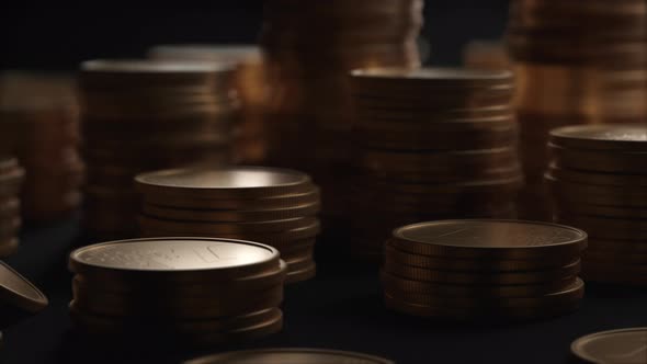 Rows of Golden Cent Coins