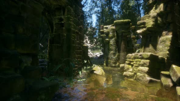 Stone Ruins in a Forest, Abandoned Ancient Castle alt