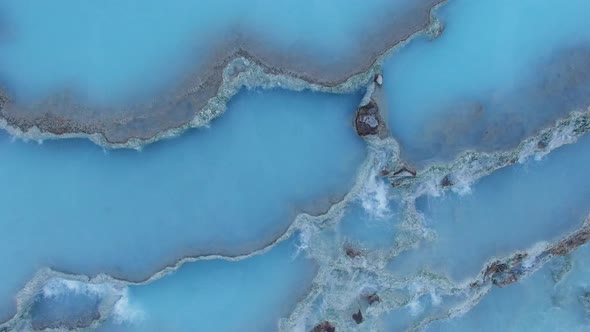 Close up view on the Natural thermal waterfalls of Saturnia