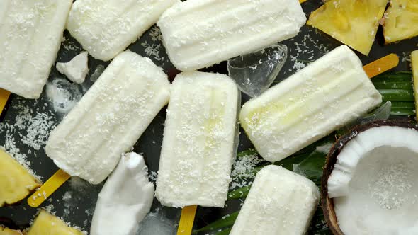 Homemade Vegan Popsicles Made with Coconut Milk and Pineapple