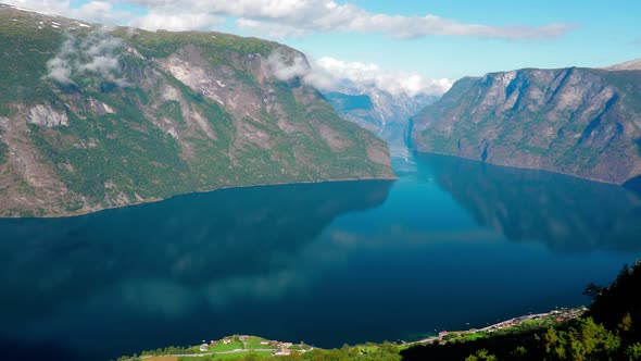 Aurlandsfjord from Sognefjorden from the Stegastein viewpoint, Norway