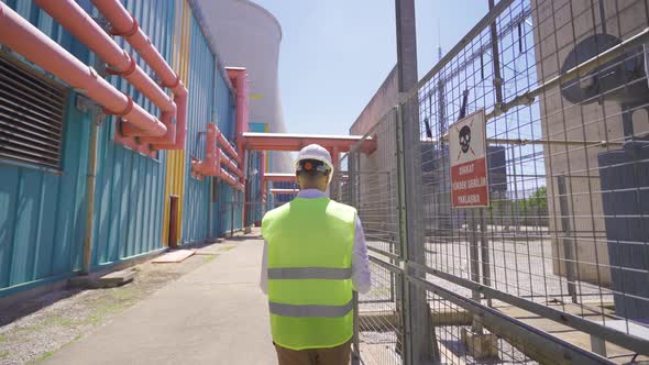 Voltage transformer in power station.