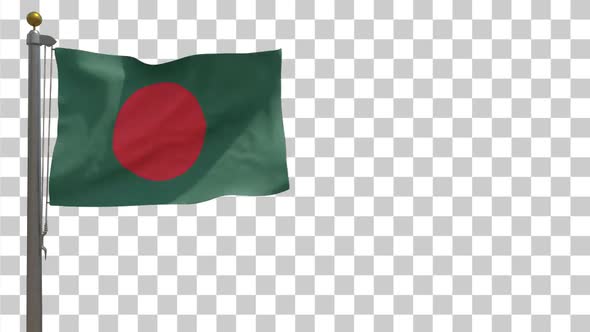 Bangladesh Flag on Flagpole with Alpha Channel