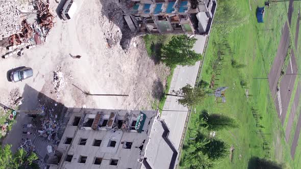 Vertical Video of War in Ukraine  Destroyed House