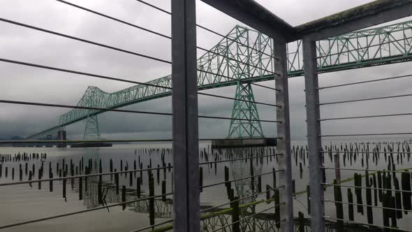 Bridge spanning Columbia River reveled through cable railing