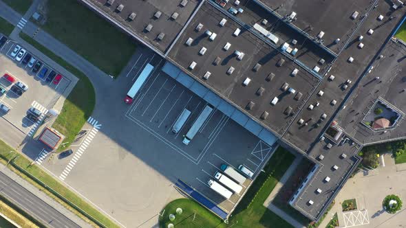 Modern factory buildings and warehousing logistics. Aerial View