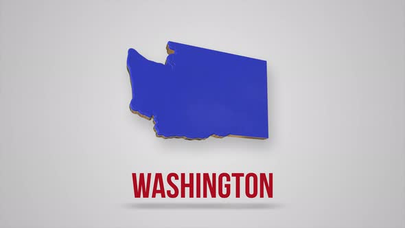 Animated Flat Map Showing the State of Washington From the United State of America on White