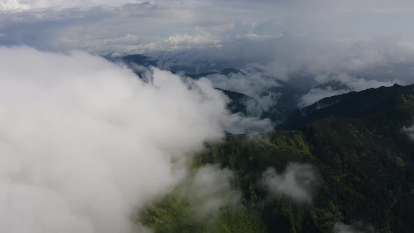 Aerial view: Beautiful nature landscape of morning Mist