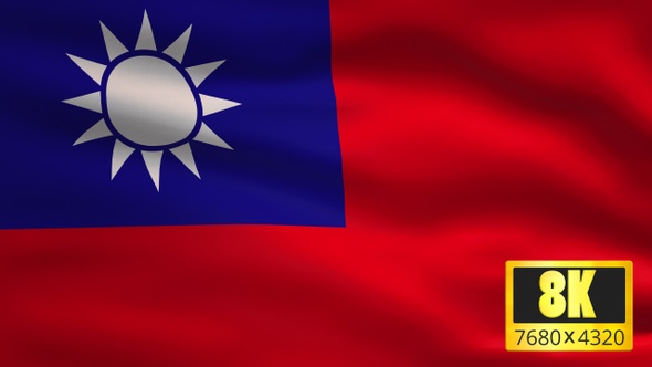 8K Taiwan Windy Flag Background