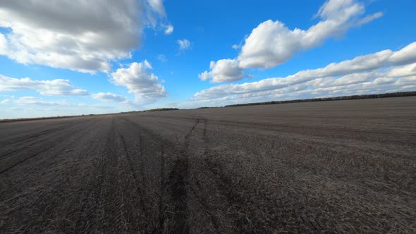 Beautiful Flight on Fpv Drone Over the Field