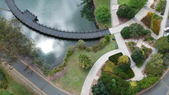 Arial view of a architecturally designed park area created for the community to use as a environment