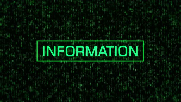 INFORMATION Concept Over Computer Binary Background. INFORMATION Text Over Binary Code