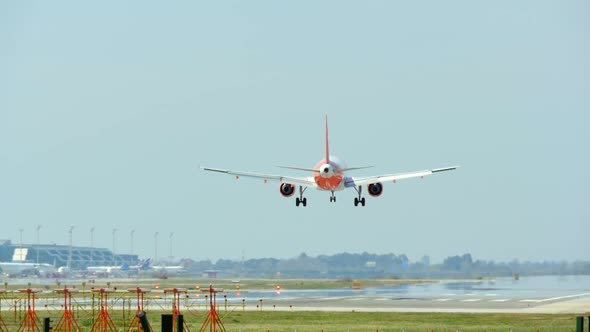 Commercial Airliner Landing at Barcelona International Airport