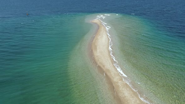 Aerial view of sandbank in Gulf of Patras, Greece.