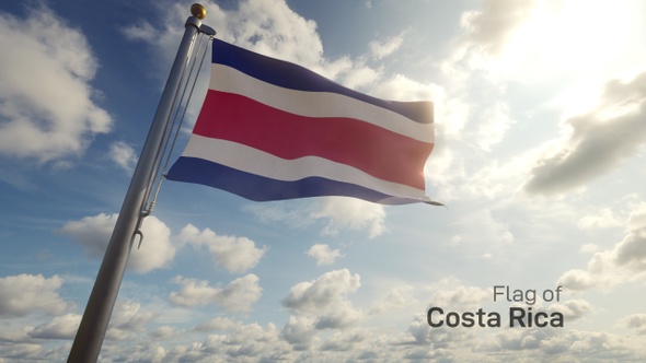 Costa Rica Flag on a Flagpole