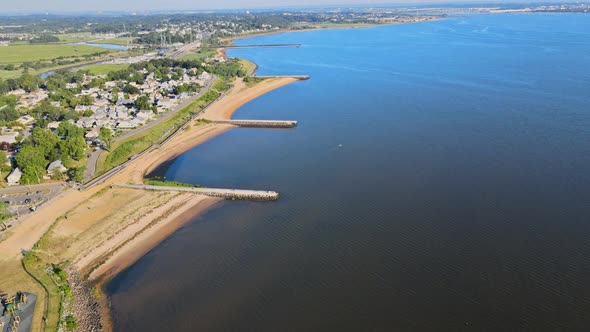 View of the Small Town the Bay From a Height on a Cloudy Summer Day NJ USA