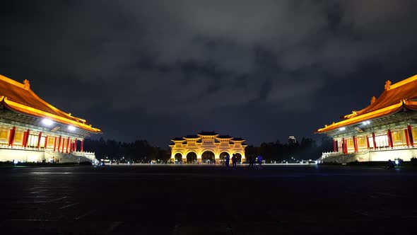Liberty Square of Chiang Kai-Shek Memorial Hall at night in Taipei, Taiwan
