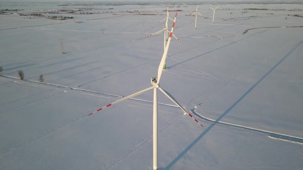 Power generation wind mill plant Elblag Poland outskirts