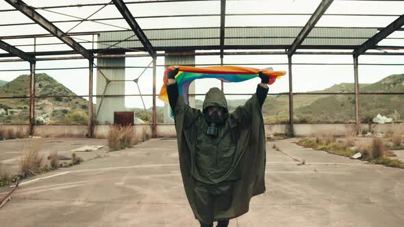 Ukrainian Soldier Carries the Flag of Peace