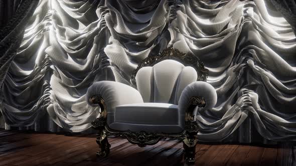 Luxurious Theater Curtain Stage with Chair alt