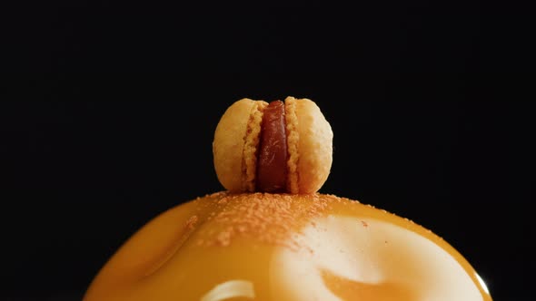 Mousse Orange Cake Creamy Dessert Closeup