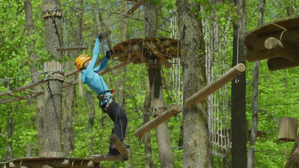 Girl in an adventure park