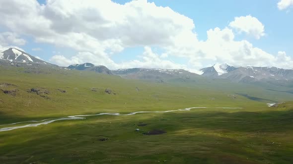 Western Kyrgyzstan Pamir Mountains Landscape. Aerial Dron Shoot.