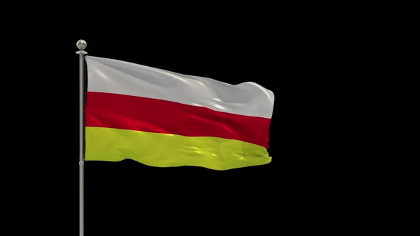 South Ossetia Flag Pole Looping  Animation Include Alpha Channel