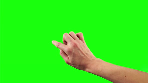 Woman is Writing By Finger of Right Hand on Touchscreen with Green Screen