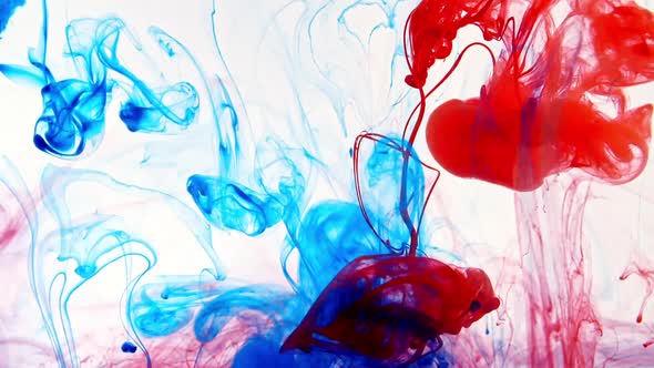 Color Ink in Water on White Background