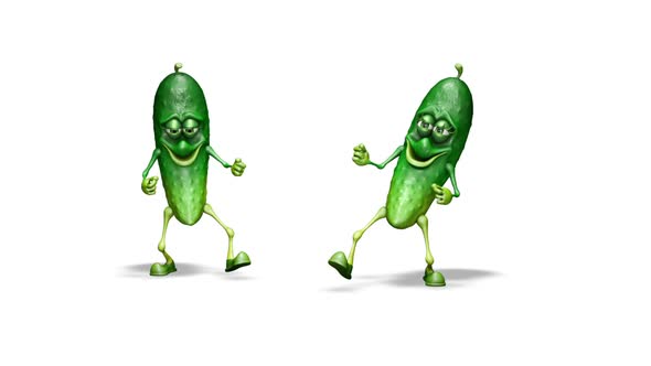 Two Cucumbers  Looped Dance on White Background alt