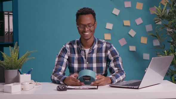 Punctual Adult Holding Clock and Being Happy About Work Time