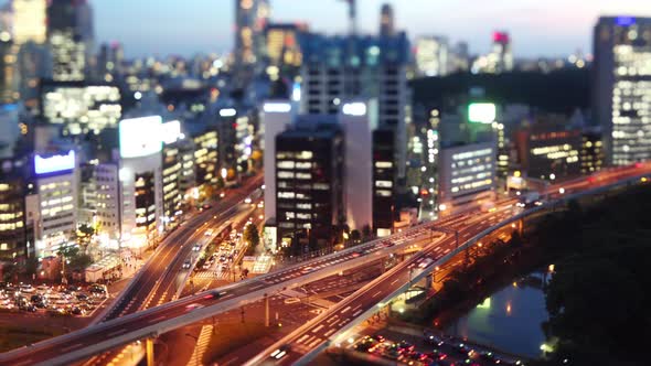 Time Lapse of traffic and buildings of Tokyo Japan