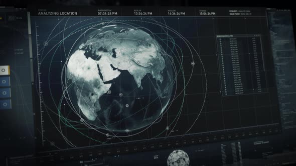 Spy Interacting With Earth Satellite Connection Scan Software For Tracking alt