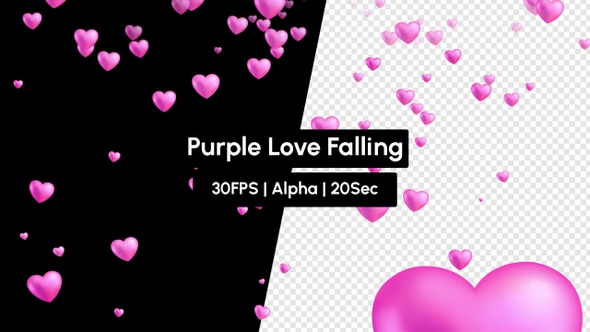3D Purple Love React Shape Emoji Falling