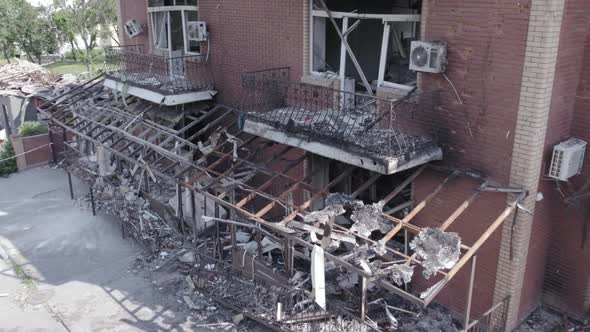 A Building Bombed During the War in Makariv Ukraine