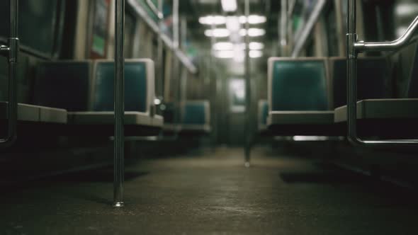 Subway Car in USA Empty Because of the Coronavirus Covid-19 Epidemic