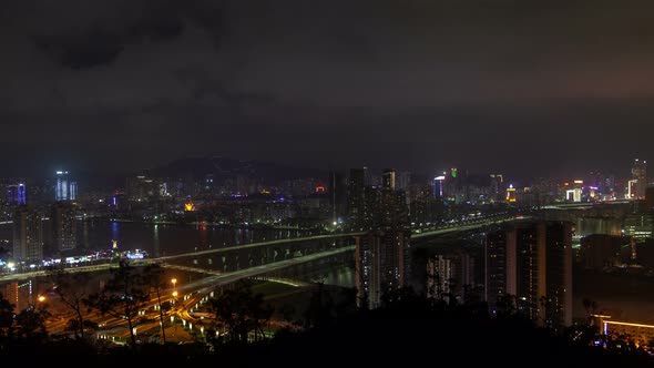 Macao-Zhuhai Border on Portas Do Cerco in China Timelapse