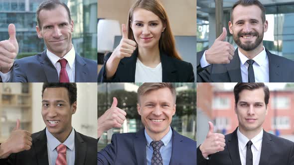 Collage of Business People Doing Thumbs Up