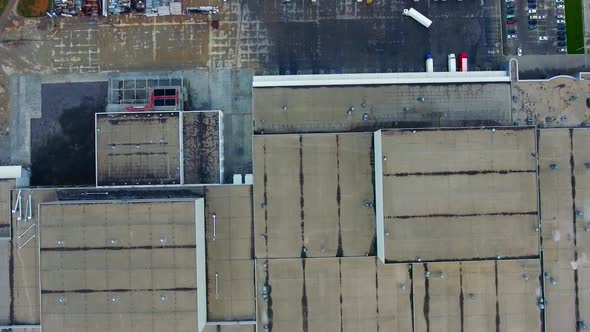 Modern factory from the air. Exterior of the modern plant from above. Span over the new facility.