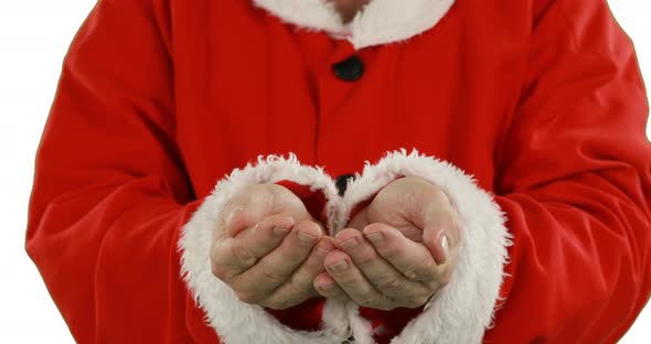 Mid-section of santa claus with hands cupped 4k